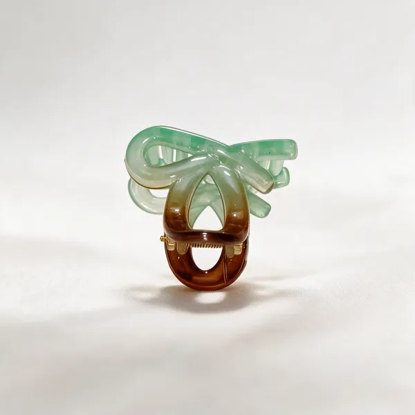 Green_And_Brown_Translucent_Hair_Claw_Clips_Set_Pack_Of_11