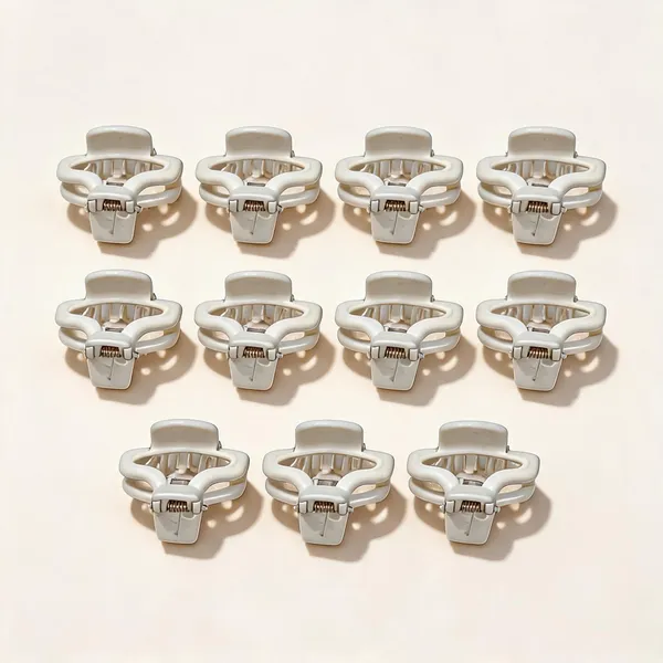 White_Plastic_Hair_Claw_Clip_Pack_Of_11