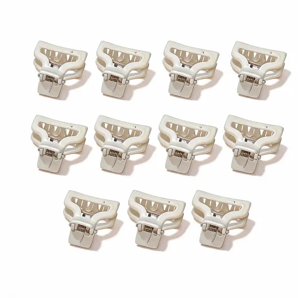 White_Plastic_Hair_Claw_Clip_Pack_Of_11