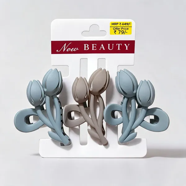 Blue_And_Beige_Floral_Hair_Claw_Clips_Set_Pack_Of_3