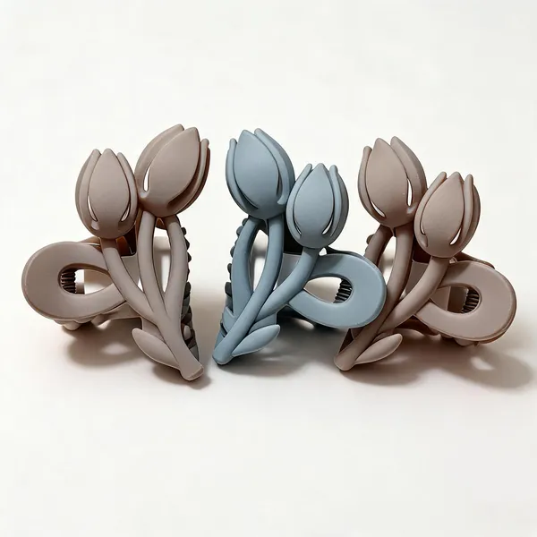 Blue_And_Beige_Floral_Hair_Claw_Clips_Set_Pack_Of_3