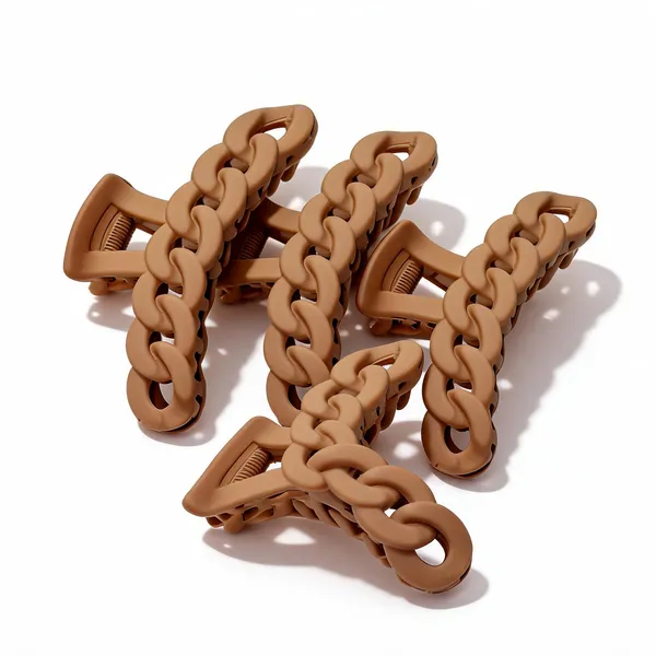 Tan_Braided_Chain_Hair_Claw_Clip_Pack_Of_4