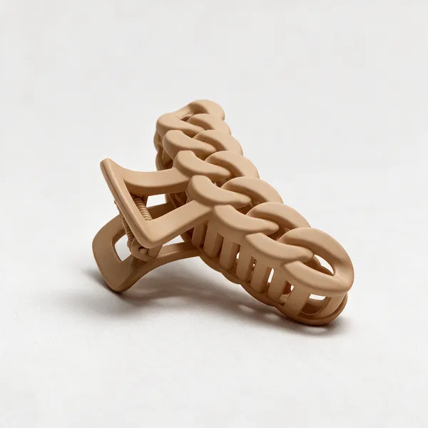 Tan_Braided_Chain_Hair_Claw_Clip_Pack_Of_4