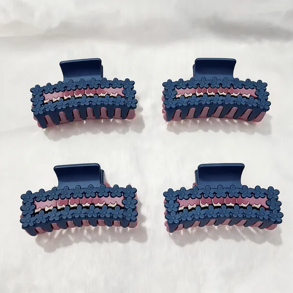 Blue_Floral_Embellished_Hair_Claw_Clip_Pack_Of_4