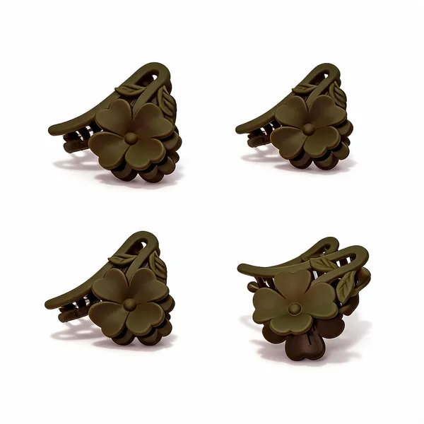 Brown_Flower_Shaped_Hair_Clip_Pack_Of_4