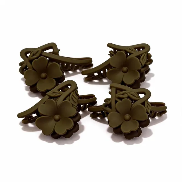 Brown_Flower_Shaped_Hair_Clip_Pack_Of_4