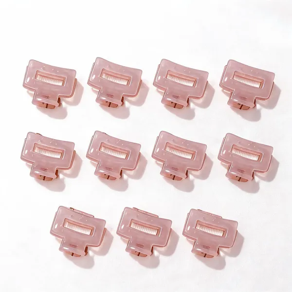 Pink_Plastic_Rectangular_Hair_Clip_Pack_Of_11