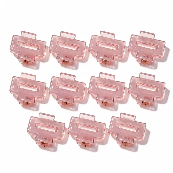 Pink_Plastic_Rectangular_Hair_Clip_Pack_Of_11