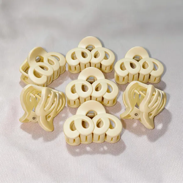 Cream_Plastic_Claw_Hair_Clips_Set_Pack_Of_9