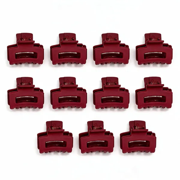 Burgundy_Rectangular_Hair_Claw_Clip_for_Women_Pack_Of_11