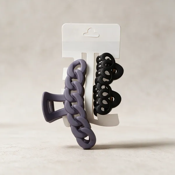 Lavender_And_Black_Hair_Claw_Clip_Set_Pack_Of_3
