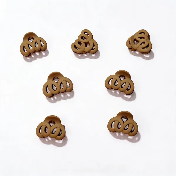 Brown_Loop_Design_Hair_Claw_Clips_Set_Pack_Of_9