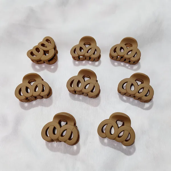 Brown_Loop_Design_Hair_Claw_Clips_Set_Pack_Of_9