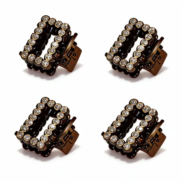 Brown_Rhinestone_Rectangle_Hair_Clip_Pack_Of_4