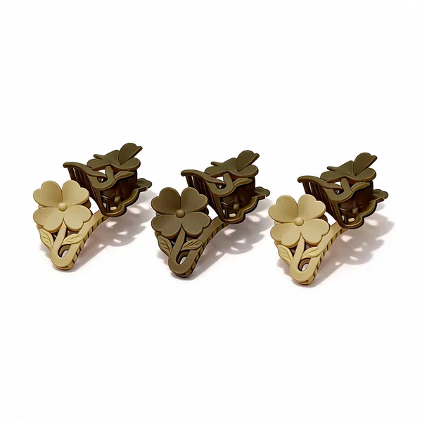 Beige_And_Brown_Floral_Hair_Claw_Clips_Pack_Of_3
