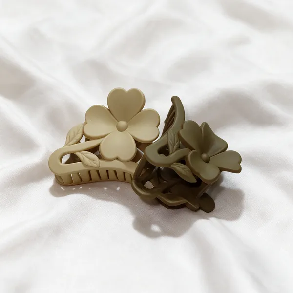 Beige_And_Brown_Floral_Hair_Claw_Clips_Pack_Of_3