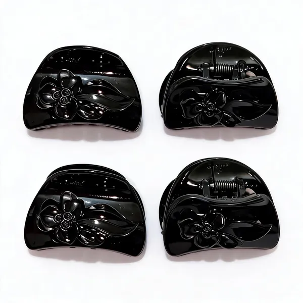 Black_Floral_Hair_Clips_Set_Pack_Of_4