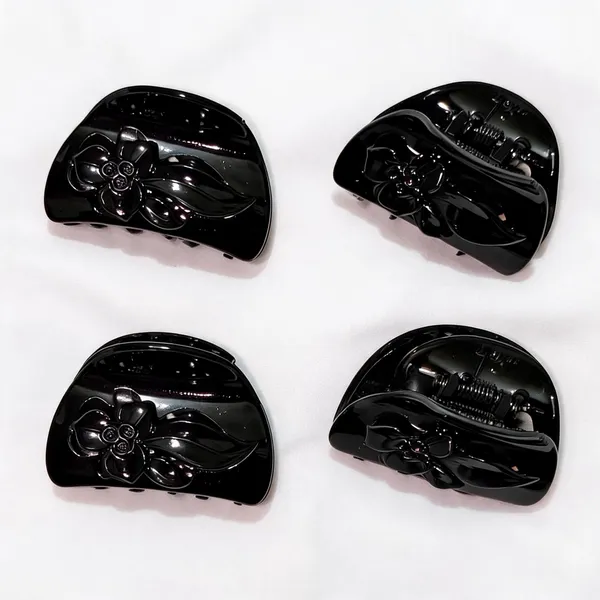 Black_Floral_Hair_Clips_Set_Pack_Of_4