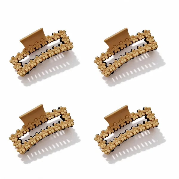 Beige_Floral_Claw_Hair_Clip_Pack_Of_4