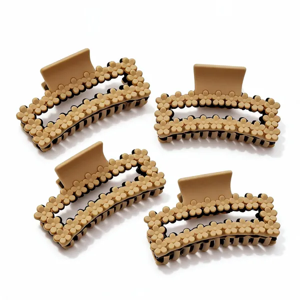 Beige_Floral_Claw_Hair_Clip_Pack_Of_4