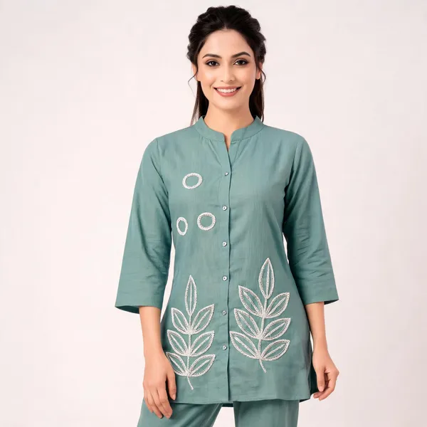 Sea_Green_Cotton_Embroidered_Straight_Kurta_Pant_Set_For_Women