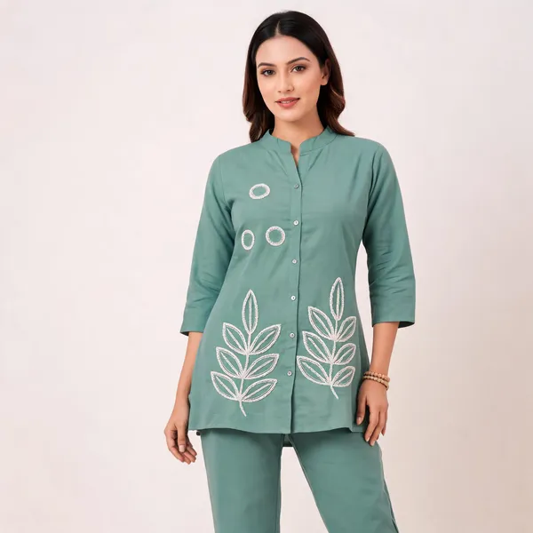 Sea_Green_Cotton_Embroidered_Straight_Kurta_Pant_Set_For_Women