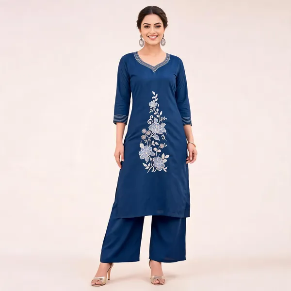 Blue_Rayon_Embroidered_Straight_Kurta_Palazzo_Set_For_Women