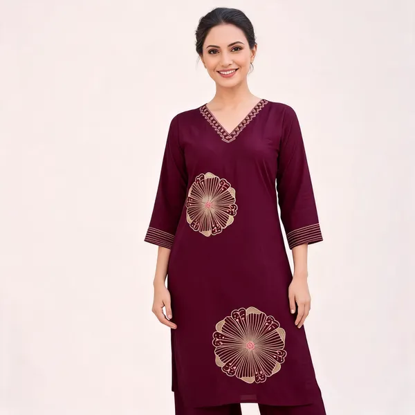 Wine_Rayon_Embroidered_Straight_Kurta_Palazzo_Set_For_Women