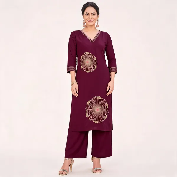 Wine_Rayon_Embroidered_Straight_Kurta_Palazzo_Set_For_Women