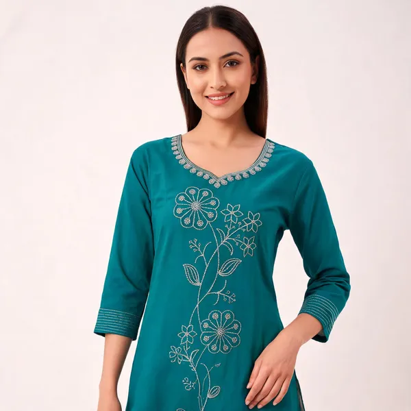 Teal_Rayon_Embroidered_Straight_Kurta_Palazzo_Set_For_Women