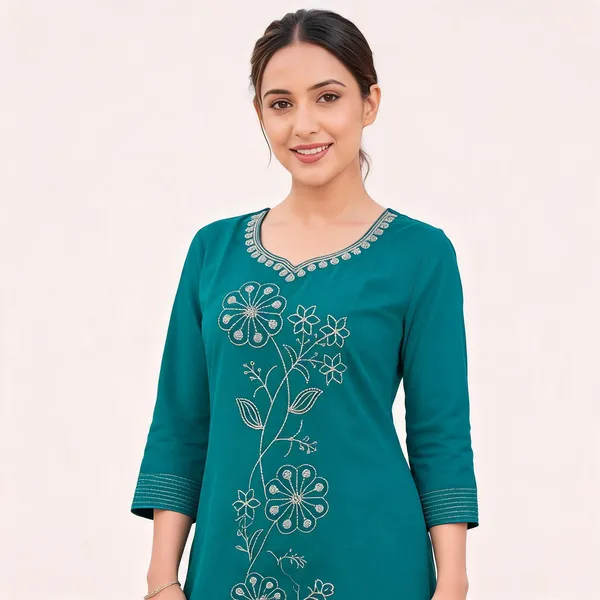 Teal_Rayon_Embroidered_Straight_Kurta_Palazzo_Set_For_Women