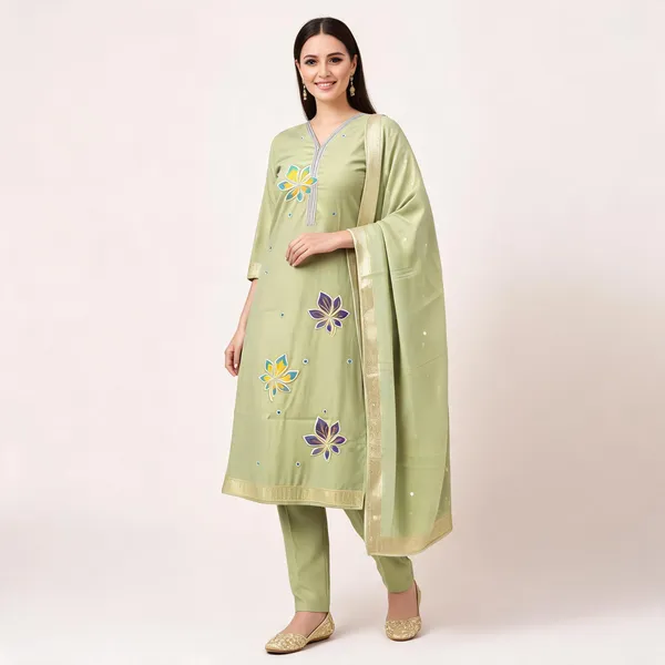 Green_Floral_Embroidered_Straight_Kurta_Pant_Dupatta_Set_For_Women