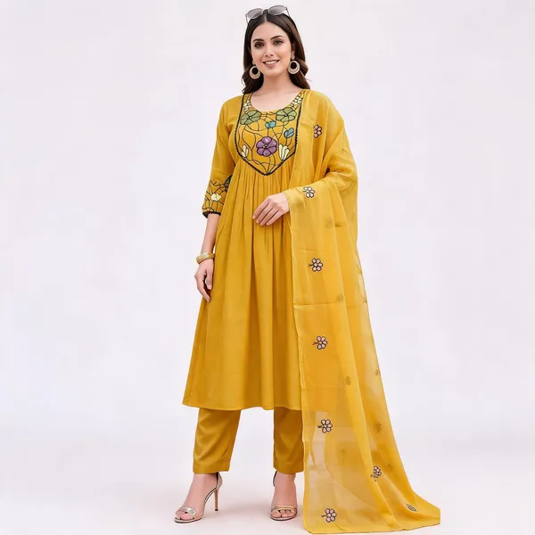 Mustard_Rayon_Anarkali_Kurta_Pant_Dupatta_Set_For_Women