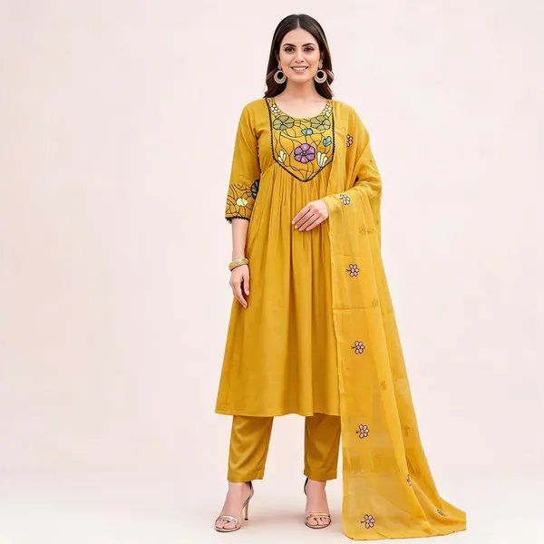 Mustard_Rayon_Anarkali_Kurta_Pant_Dupatta_Set_For_Women