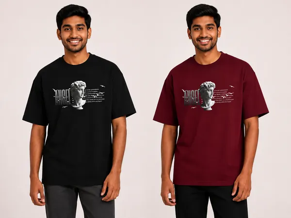Black_And_Maroon_Cotton_Oversized_Graphic_T-Shirt_For_Men_Pack_of_2