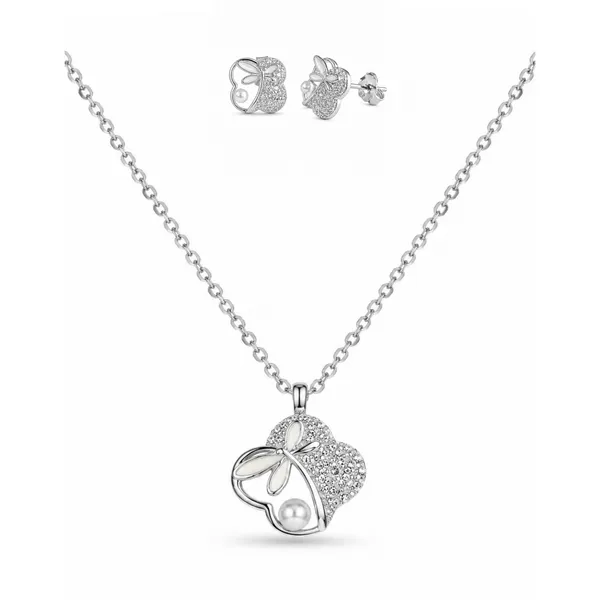 Silver_925_Silver_Butterfly_Pendant_Necklace_And_Earrings_Set_For_Women