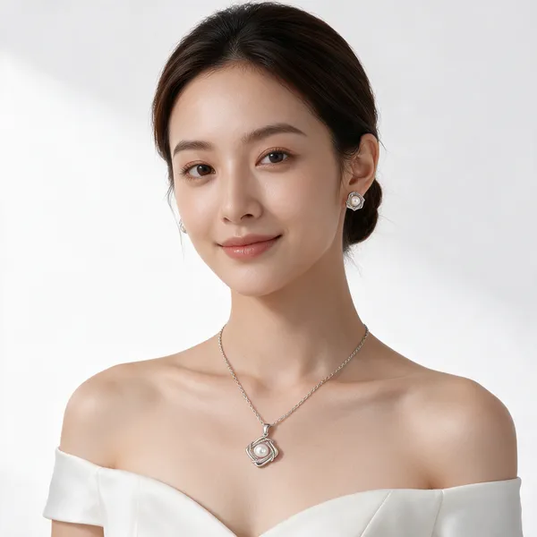 Silver_And_Pearl_925_Silver_Necklace_&_Earrings_Set_For_Women