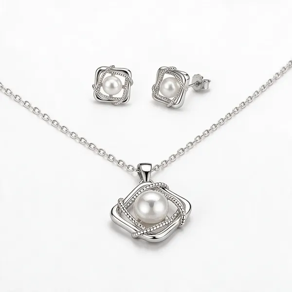 Silver_And_Pearl_925_Silver_Necklace_&_Earrings_Set_For_Women