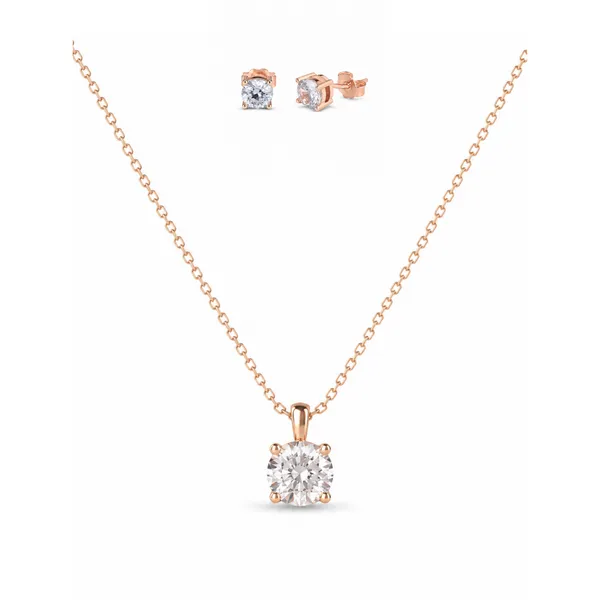 Rose_Gold_925_Silver_Solitaire_Necklace_And_Stud_Earrings_Set_For_Women