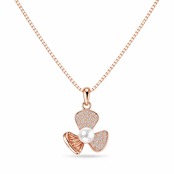 Rose_Gold_And_Pearl_925_Silver_Floral_Pendant_Necklace_For_Women