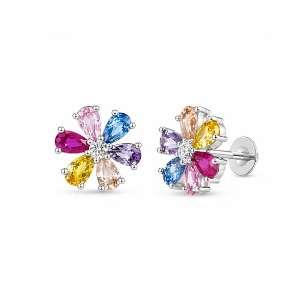 Silver_925_Silver_Multicolour_Floral_Stud_Earrings_For_Women