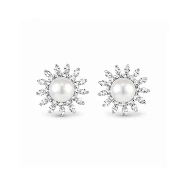 Silver_And_Pearl_925_Silver_Sunburst_Stud_Earrings_For_Women