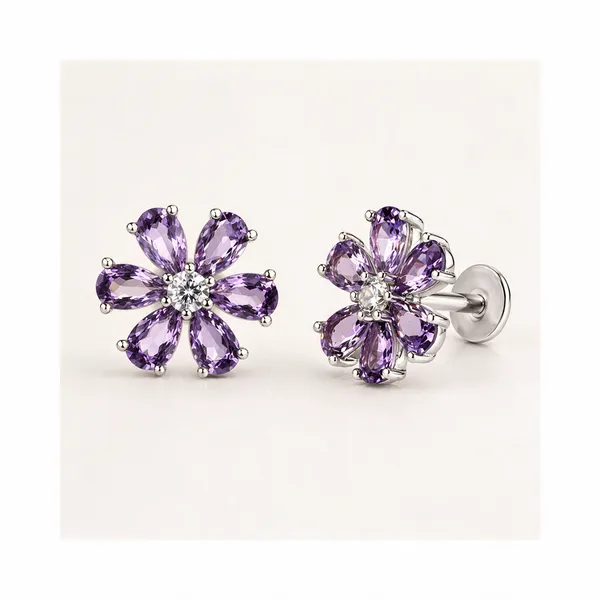 Silver_And_Purple_925_Silver_Stud_Earrings_For_Women