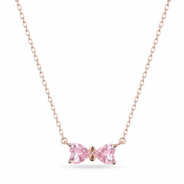 Pink_925_Silver_Crystal_Bow_Pendant_Necklace_For_Women