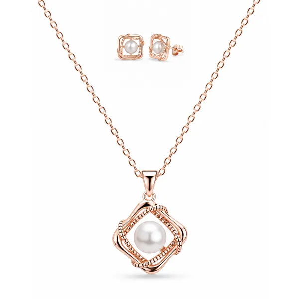 Rose_Gold_925_Silver_Pearl_Pendant_Necklace_And_Earrings_Set_For_Women