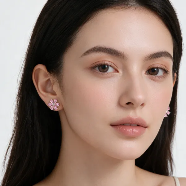 Pink_925_Silver_Stud_Earrings_For_Women