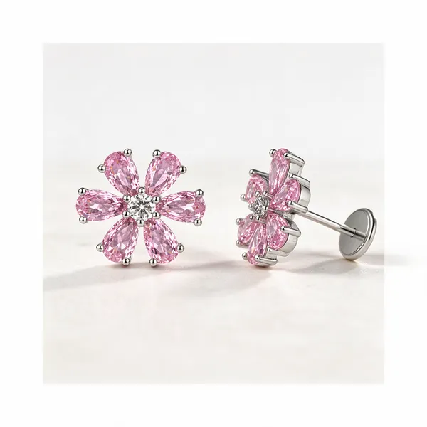 Pink_925_Silver_Stud_Earrings_For_Women