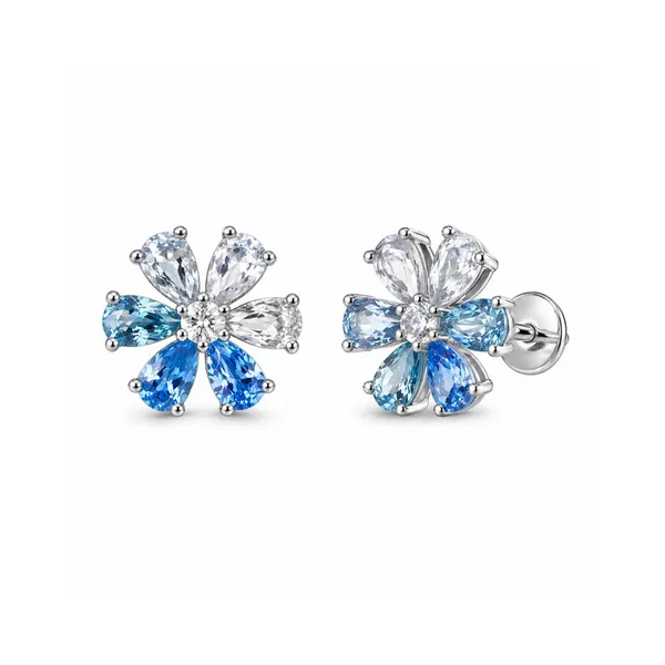 Silver_And_Blue_925_Silver_Floral_Stud_Earrings_For_Women