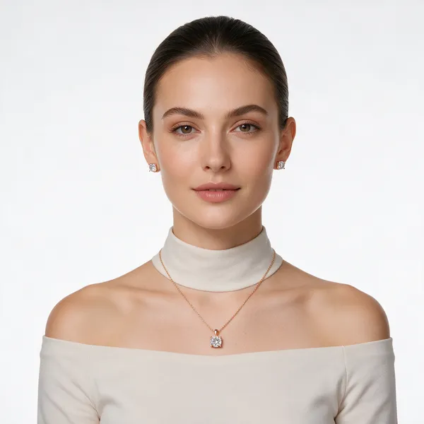 Rose_Gold_925_Silver_Necklace_&_Stud_Earrings_Set_For_Women