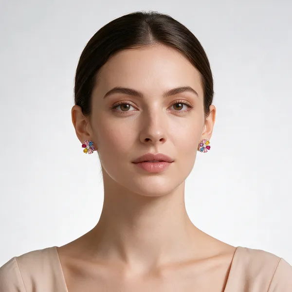 Multicolor_925_Silver_Stud_Earrings_For_Women